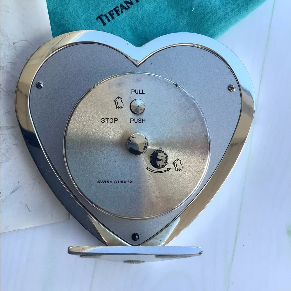 Authentic Tiffany & Co. Heart-Shaped Silver Table Clock🩵🤍🩵